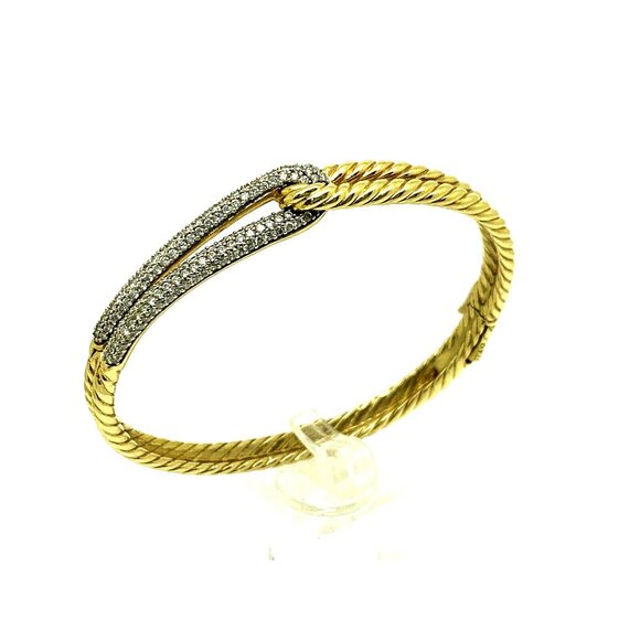 David Yurman Bangle Bracelet 18k Yellow Gold Diamond 1.00ctw Labyrinth 6.75'' - Picture 12 of 16